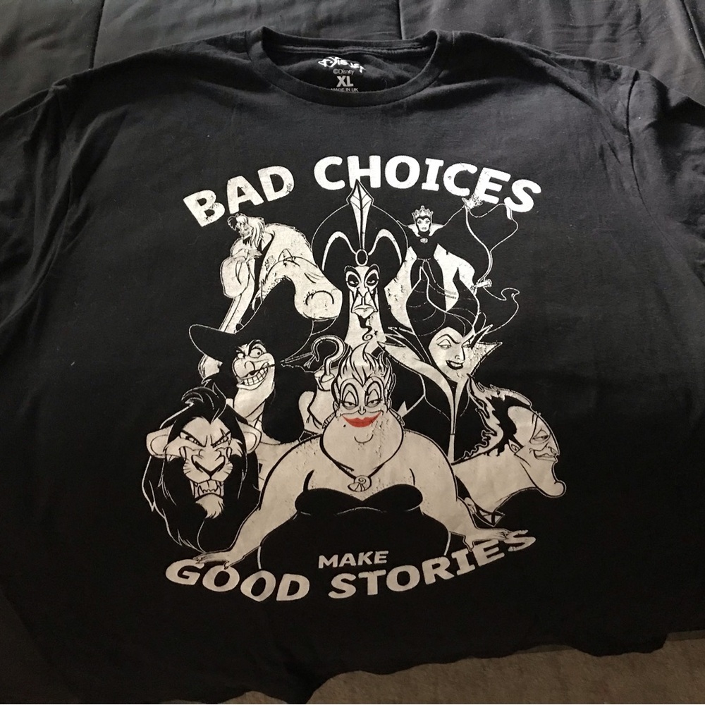 Disney Black and White Short Sleeve Tee with Cartoon Graphic